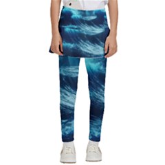 Moonlight High Tide Storm Tsunami Waves Ocean Sea Kids  Skirted Pants by uniart180623