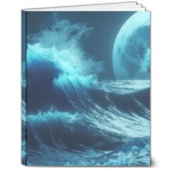 Moonlight High Tide Storm Tsunami Waves Ocean Sea 8  X 10  Hardcover Notebook by uniart180623