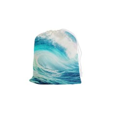 Tsunami Waves Ocean Sea Nautical Nature Water Nature Drawstring Pouch (small) by uniart180623