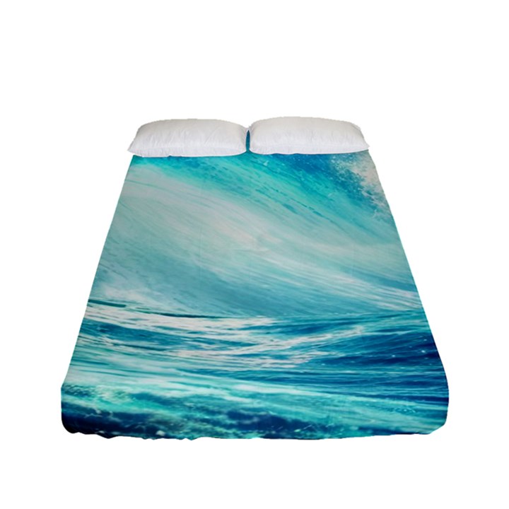 Tsunami Waves Ocean Sea Nautical Nature Water Nature Fitted Sheet (Full/ Double Size)