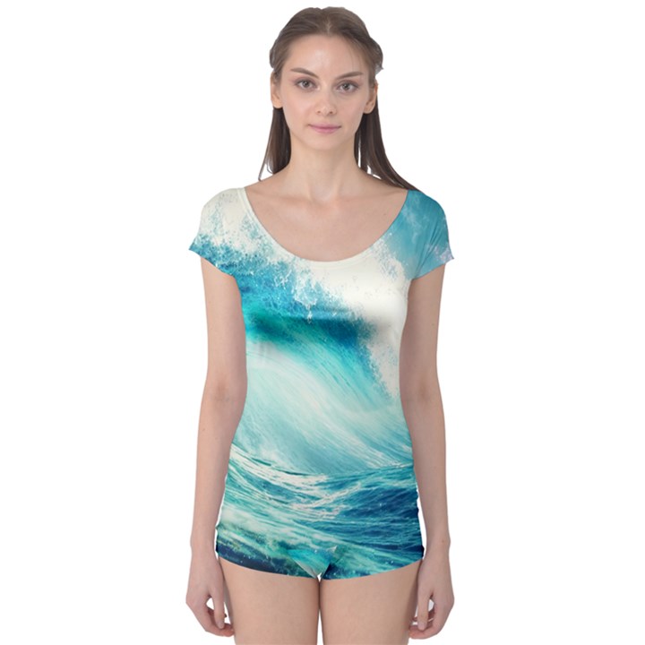 Tsunami Waves Ocean Sea Nautical Nature Water Nature Boyleg Leotard 