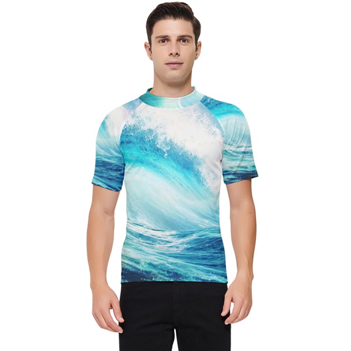 Tsunami Waves Ocean Sea Nautical Nature Water Nature Men s Short Sleeve Rash Guard