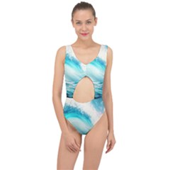 Tsunami Waves Ocean Sea Nautical Nature Water Nature Center Cut Out Swimsuit