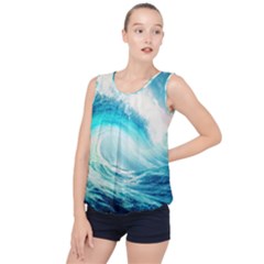 Tsunami Waves Ocean Sea Nautical Nature Water Nature Bubble Hem Chiffon Tank Top by uniart180623