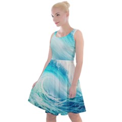 Tsunami Waves Ocean Sea Nautical Nature Water Nature Knee Length Skater Dress by uniart180623