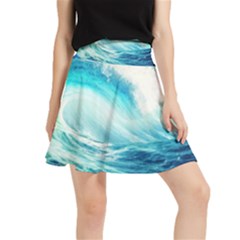 Tsunami Waves Ocean Sea Nautical Nature Water Nature Waistband Skirt by uniart180623