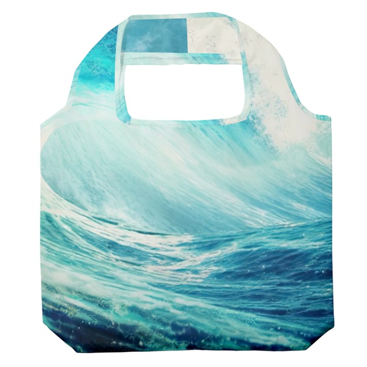 Tsunami Waves Ocean Sea Nautical Nature Water Nature Premium Foldable Grocery Recycle Bag