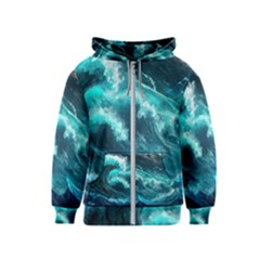 Thunderstorm Tsunami Tidal Wave Ocean Waves Sea Kids  Zipper Hoodie by uniart180623