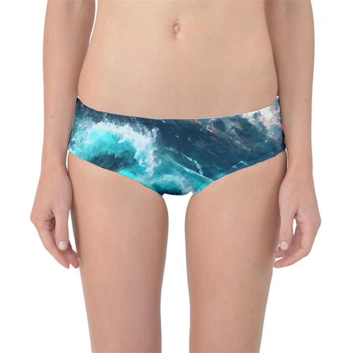 Thunderstorm Tsunami Tidal Wave Ocean Waves Sea Classic Bikini Bottoms