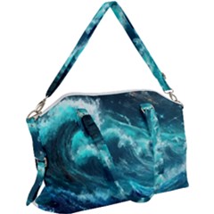 Thunderstorm Tsunami Tidal Wave Ocean Waves Sea Canvas Crossbody Bag by uniart180623