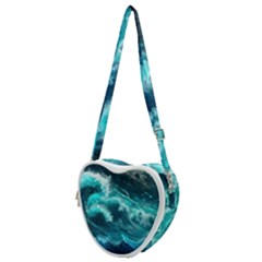 Thunderstorm Tsunami Tidal Wave Ocean Waves Sea Heart Shoulder Bag by uniart180623