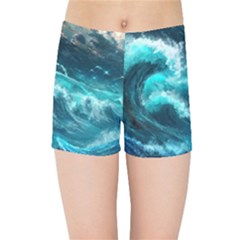 Thunderstorm Tsunami Tidal Wave Ocean Waves Sea Kids  Sports Shorts by uniart180623