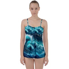 Thunderstorm Tsunami Tidal Wave Ocean Waves Sea Babydoll Tankini Set by uniart180623