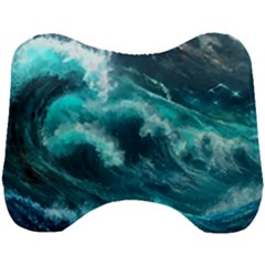 Thunderstorm Tsunami Tidal Wave Ocean Waves Sea Head Support Cushion by uniart180623