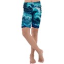 Thunderstorm Tsunami Tidal Wave Ocean Waves Sea Kids  Lightweight Velour Cropped Yoga Leggings View1