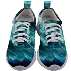 Thunderstorm Tsunami Tidal Wave Ocean Waves Sea Kids Athletic Shoes by uniart180623