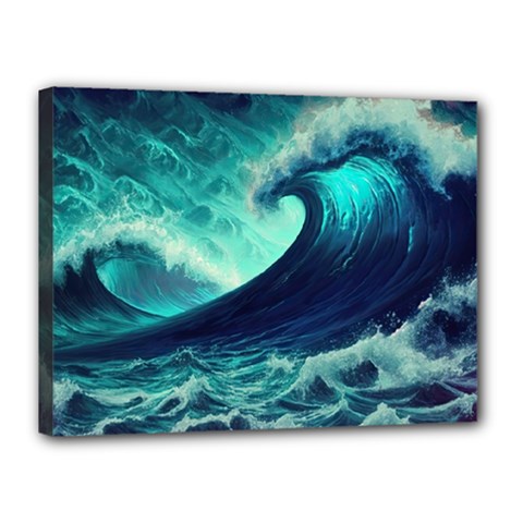 Ai Generated Waves Ocean Sea Tsunami Nautical Fantasy Canvas 16  X 12  (stretched) by uniart180623