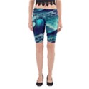 Ai Generated Waves Ocean Sea Tsunami Nautical Fantasy Yoga Cropped Leggings View1