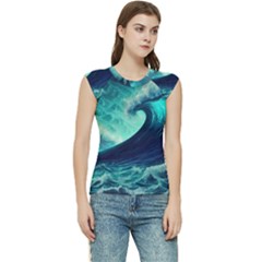 Ai Generated Waves Ocean Sea Tsunami Nautical Fantasy Women s Raglan Cap Sleeve Tee by uniart180623