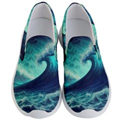 Ai Generated Waves Ocean Sea Tsunami Nautical Fantasy Men s Lightweight Slip Ons by uniart180623