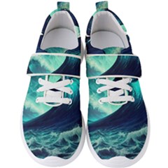 Ai Generated Waves Ocean Sea Tsunami Nautical Fantasy Men s Velcro Strap Shoes by uniart180623