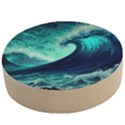 Ai Generated Waves Ocean Sea Tsunami Nautical Fantasy Wooden Bottle Opener (Round) View1