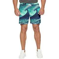 Ai Generated Waves Ocean Sea Tsunami Nautical Fantasy Men s Runner Shorts by uniart180623