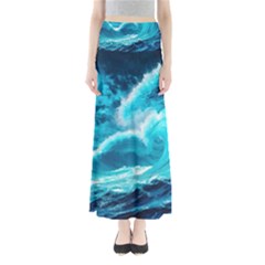 Ai Generated Waves Ocean Sea Tsunami Nautical Sea Full Length Maxi Skirt by uniart180623