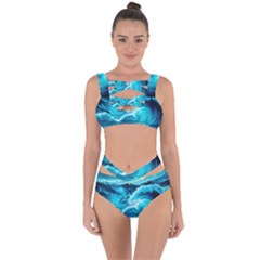 Ai Generated Waves Ocean Sea Tsunami Nautical Sea Bandaged Up Bikini Set  by uniart180623