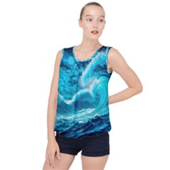 Ai Generated Waves Ocean Sea Tsunami Nautical Sea Bubble Hem Chiffon Tank Top by uniart180623