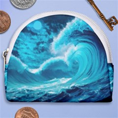 Ai Generated Waves Ocean Sea Tsunami Nautical Sea Horseshoe Style Canvas Pouch by uniart180623