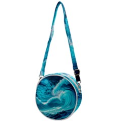 Ai Generated Waves Ocean Sea Tsunami Nautical Sea Crossbody Circle Bag by uniart180623