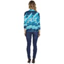 Ai Generated Waves Ocean Sea Tsunami Nautical Sea Women s One-Button 3/4 Sleeve Short Jacket View4