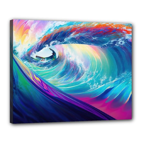 Waves Ocean Sea Tsunami Nautical Nature Water Canvas 20  X 16  (stretched) by uniart180623