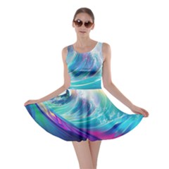 Waves Ocean Sea Tsunami Nautical Nature Water Skater Dress by uniart180623