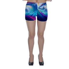 Waves Ocean Sea Tsunami Nautical Nature Water Skinny Shorts by uniart180623