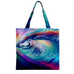 Waves Ocean Sea Tsunami Nautical Nature Water Zipper Grocery Tote Bag by uniart180623