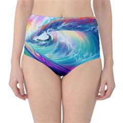 Waves Ocean Sea Tsunami Nautical Nature Water Classic High-waist Bikini Bottoms