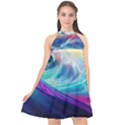 Waves Ocean Sea Tsunami Nautical Nature Water Halter Neckline Chiffon Dress  View1