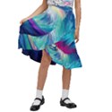 Waves Ocean Sea Tsunami Nautical Nature Water Kids  Ruffle Flared Wrap Midi Skirt View1