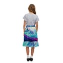 Waves Ocean Sea Tsunami Nautical Nature Water Kids  Ruffle Flared Wrap Midi Skirt View4