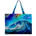 Tsunami Waves Ocean Sea Nautical Nature Water Painting Zipper Mini Tote Bag View1