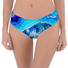 Tsunami Waves Ocean Sea Nautical Nature Water Painting Reversible Classic Bikini Bottoms by uniart180623