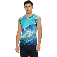 Tsunami Waves Ocean Sea Nautical Nature Water Painting Men s Raglan Cap Sleeve Tee by uniart180623