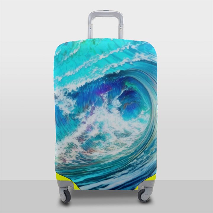 Tsunami Waves Ocean Sea Nautical Nature Water Painting Luggage Cover (Small)