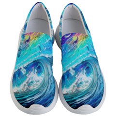 Tsunami Waves Ocean Sea Nautical Nature Water Painting Women s Lightweight Slip Ons by uniart180623