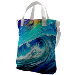 Tsunami Waves Ocean Sea Nautical Nature Water Painting Canvas Messenger Bag by uniart180623