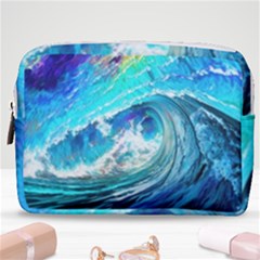 Tsunami Waves Ocean Sea Nautical Nature Water Painting Make Up Pouch (medium) by uniart180623