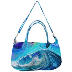 Tsunami Waves Ocean Sea Nautical Nature Water Painting Removable Strap Handbag by uniart180623