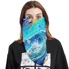 Tsunami Waves Ocean Sea Nautical Nature Water Painting Face Covering Bandana (triangle) by uniart180623